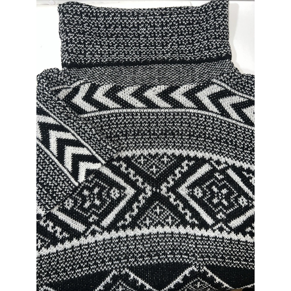 Panhandle Women Poncho Black Aztec Western Cowl Neck Sweater OS‎ Boho